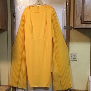 Temu 4xL Elegant Yellow Pleated Sleeve Dress NwT